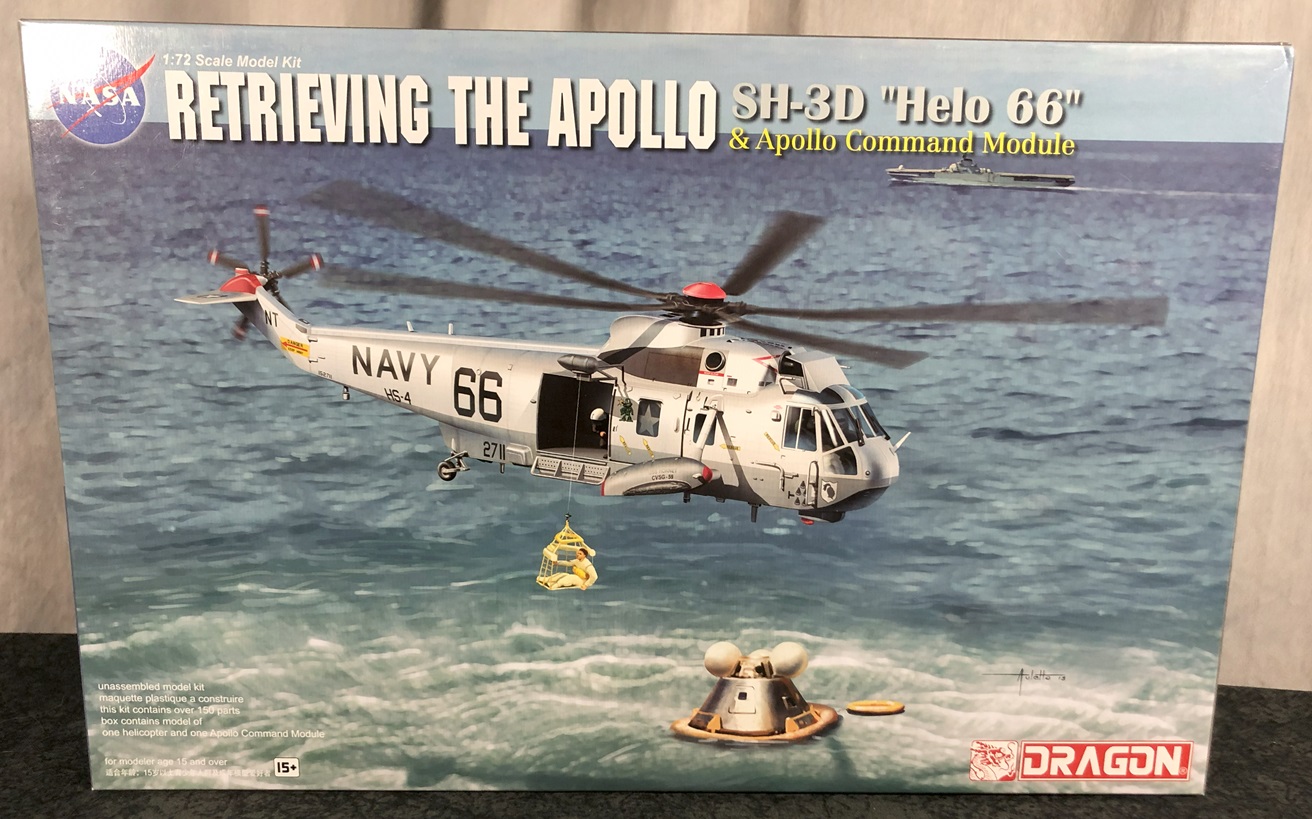 NASA 1:72 Scale SH-3D "Helo 66" Helicopter and Apollo Command Module Plastic Model Kit 